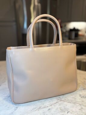 Furla Nude Beige Leather Top-Handle Tote Women's Handbags Made in Italy